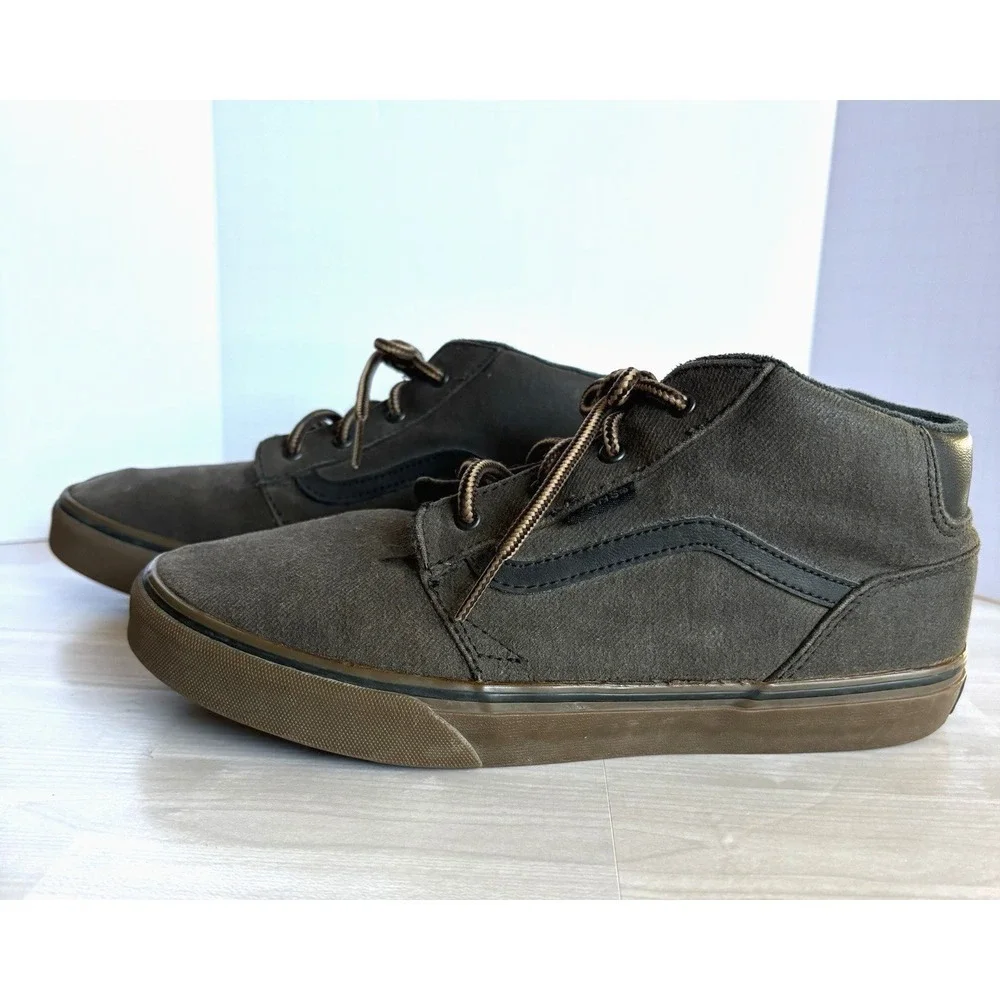Vans Chukka Mid Canvas Brown Gum Sole Youth 6, Men 6,‎ Women 7.5, MidTop Sneaker
